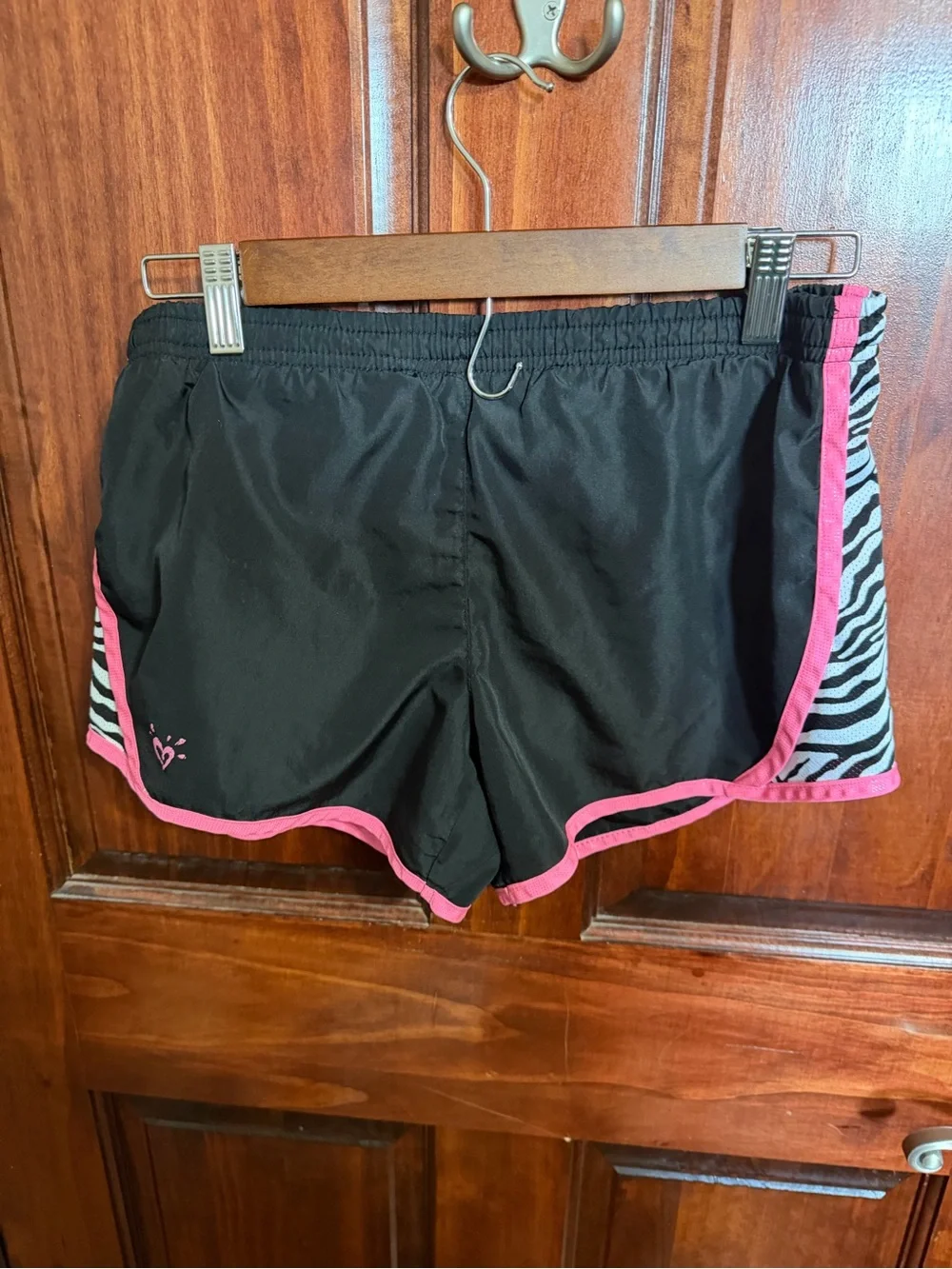 Justice Black Shorts with Pink Trim and Zebra Accent